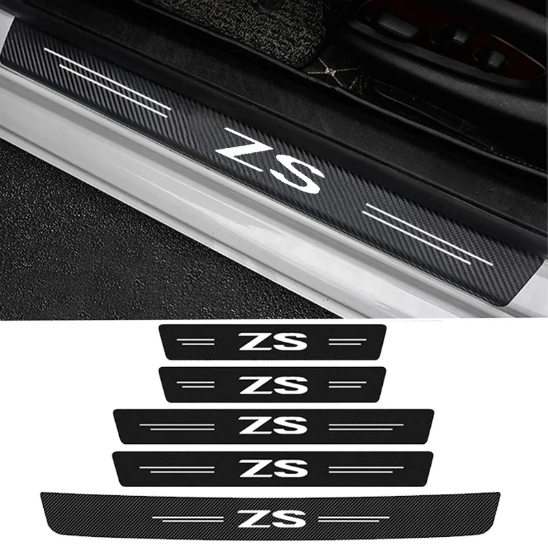 

for Morris Garages MG ZS HS Logo Car Door Sill Protector Plate Rear Trunk Bumper Strips Threshold Sticker Anti Scratch Covers