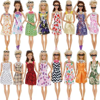 Random 1Set Doll Accessories for Barbie Doll Shoes Boots Mini Dress Handbags Crown Hangers Glasses Doll Clothes Kids Toys 11.5”