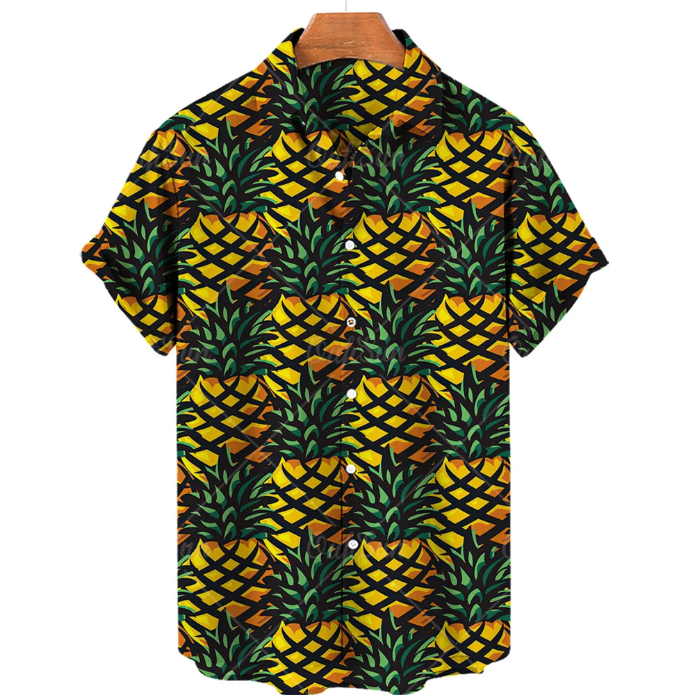 Ananász Gyümölcs Hawaii shirts Citromfa 3d nyomtatás shirts férfiak Megmunkalás blouses Utcai part camisas Födémgerenda men's Elhivatottság Hajtóka Ing