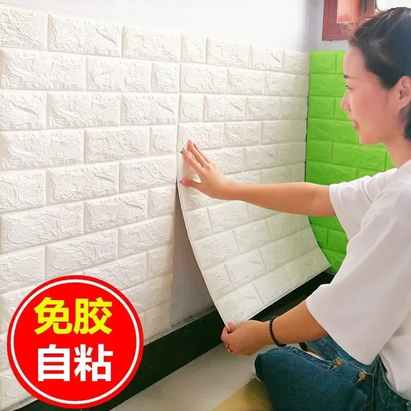 Wall sticker Self adhesive Waterproof TV Background Brick 3D Living Room Bedroom Decorative 35*15