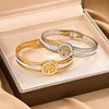 316L Stainless Steel Hollow Celtic Knot Tree of Life Cuff Bracelet Micro Embedded Zircon Spring Bangle for Women Vintage Jewelry 4