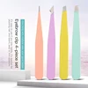1/2/3PCS Stainless Steel Eyebrow Tweezer Colorful Hair Beauty Fine Hairs Puller Slanted Clips For Eyebrows Eyebrow Tongs Removal 2