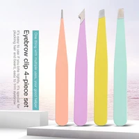 1/2/3PCS Stainless Steel Eyebrow Tweezer Colorful Hair Beauty Fine Hairs Puller Slanted Clips For Eyebrows Eyebrow Tongs Removal 2