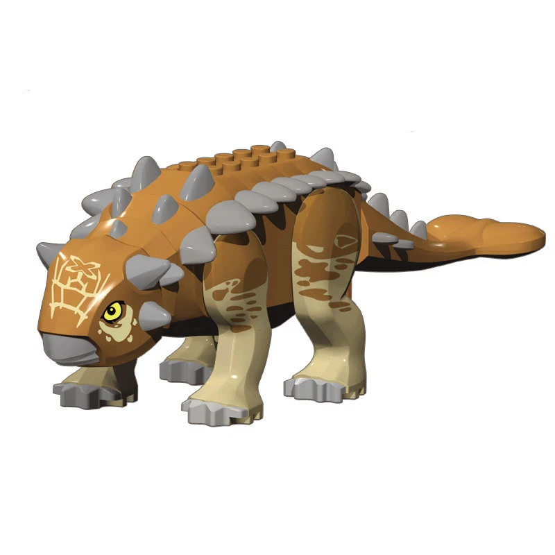 DIY MOC Chordates Jurassic Building Hard Lizard, auch bekannt als Brown Ankylosaurus Actionfigur, Spielzeug für Kinder, Geschenke