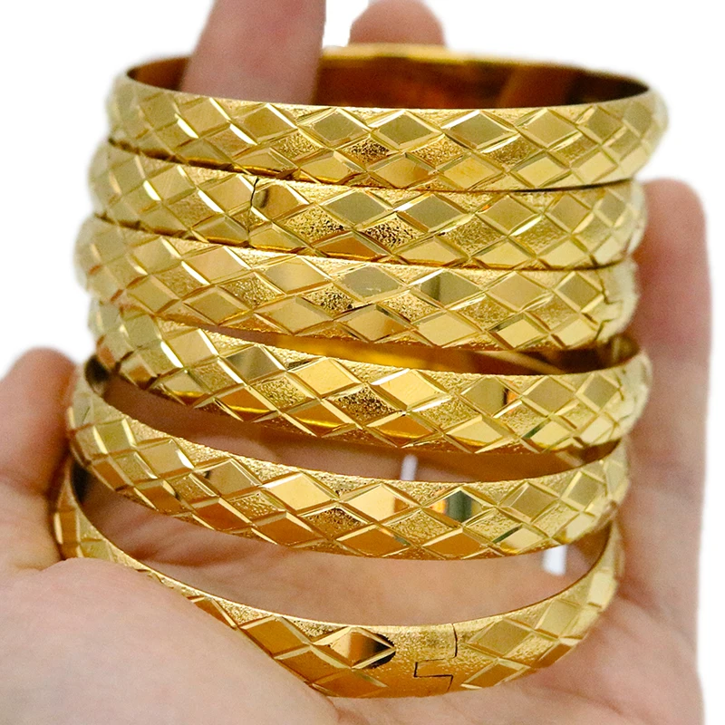 

Wholesale 12mm 6pcs/Multiple 24k Ethiopian Bracelet Jewelry Dubai/African/Arabian Bride Luxury Wedding Gift