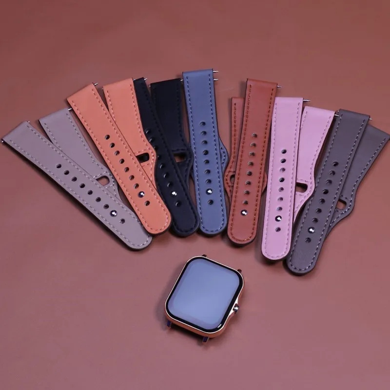 

Leather Watch strap For Amazfit GTS 4/3/2/2e/GTS2 Mini/GTR 4/3 Pro/2/2e/stratos 3 band Bracelet Amazfit bip-U-S-lite 20mm/22mm