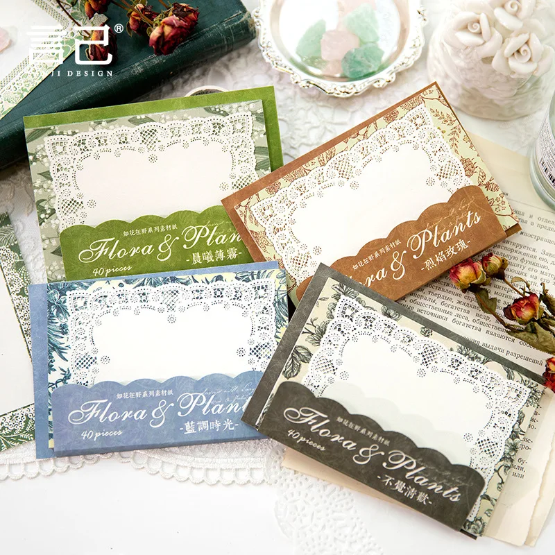 

20sets/lot Memo Pads Material Paper Like flowers Junk Journal Scrapbooking Cards Retro Background Decoration Paper