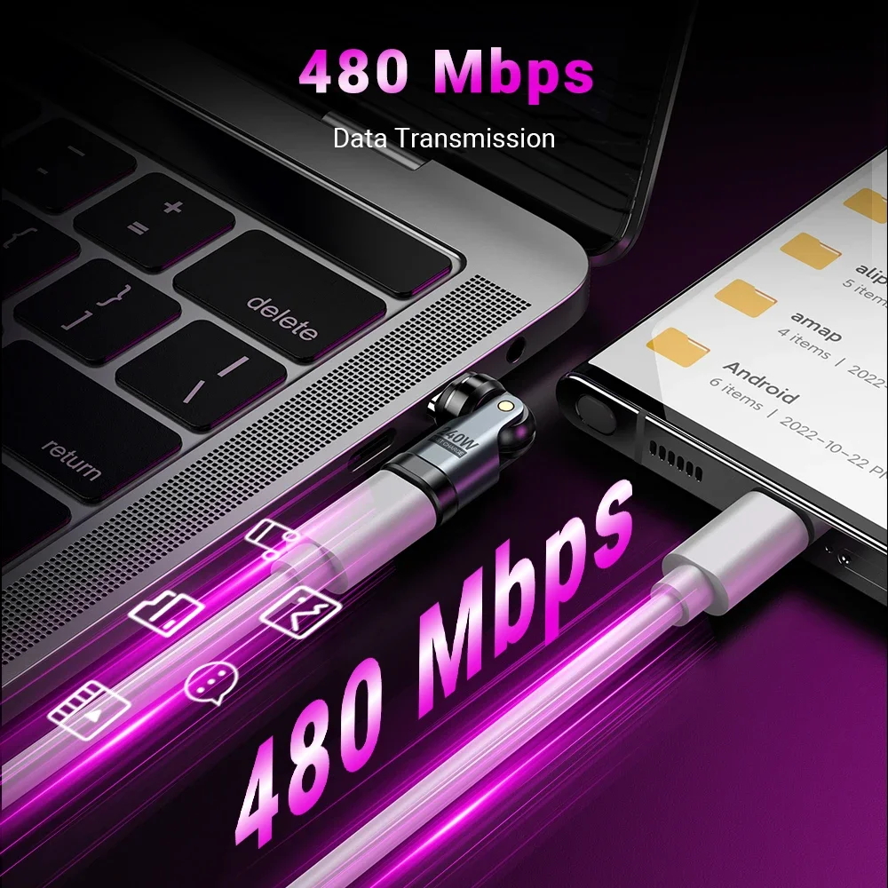 240W Magnetic USB type c adapter 9Pin USB Type C Fast Charge Cable Female Converter 2PCS for Samsung iPhone Ipad Macbook