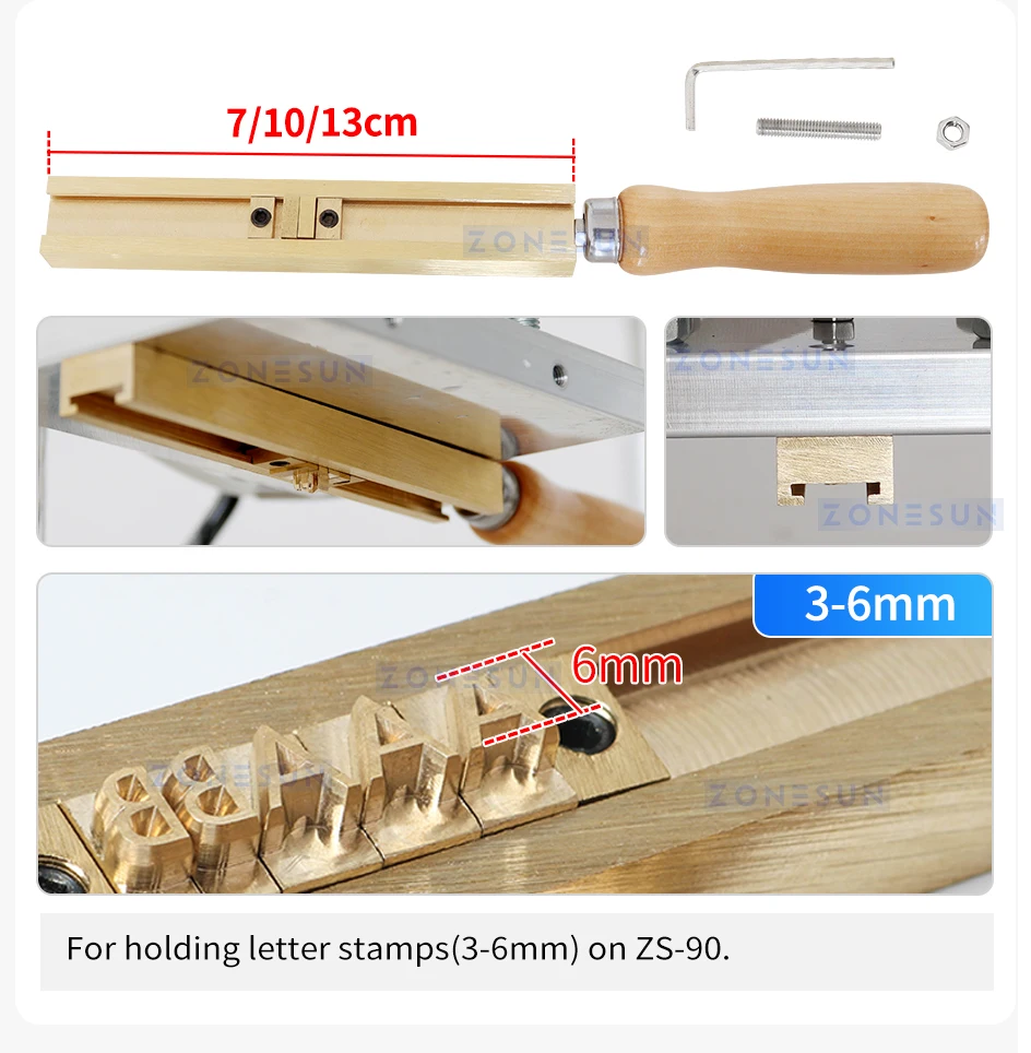 ZONESUN Hot Stamping Machine T Slot Letter Mold Holder ZS-TS