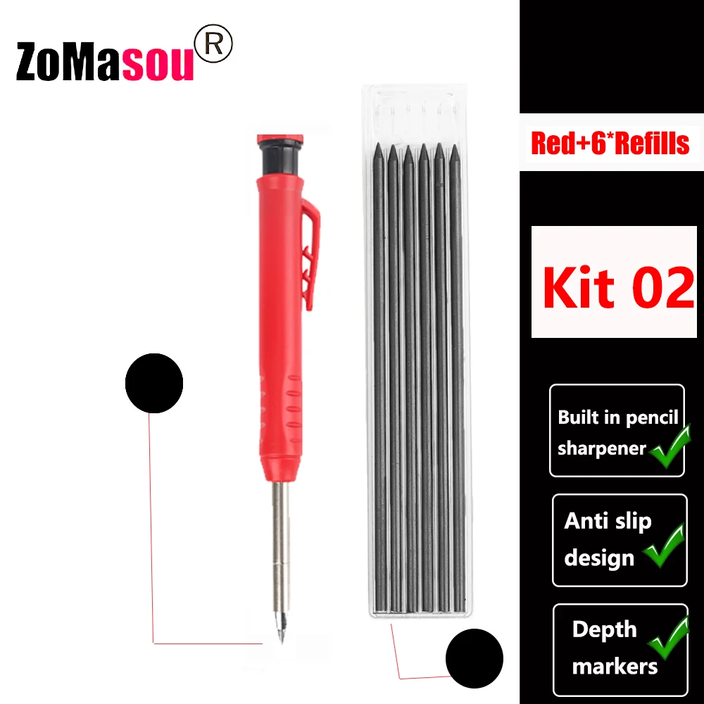 Premium Carpenter's Mechanical Pencil with Deep Hole Marker and Sharpener
