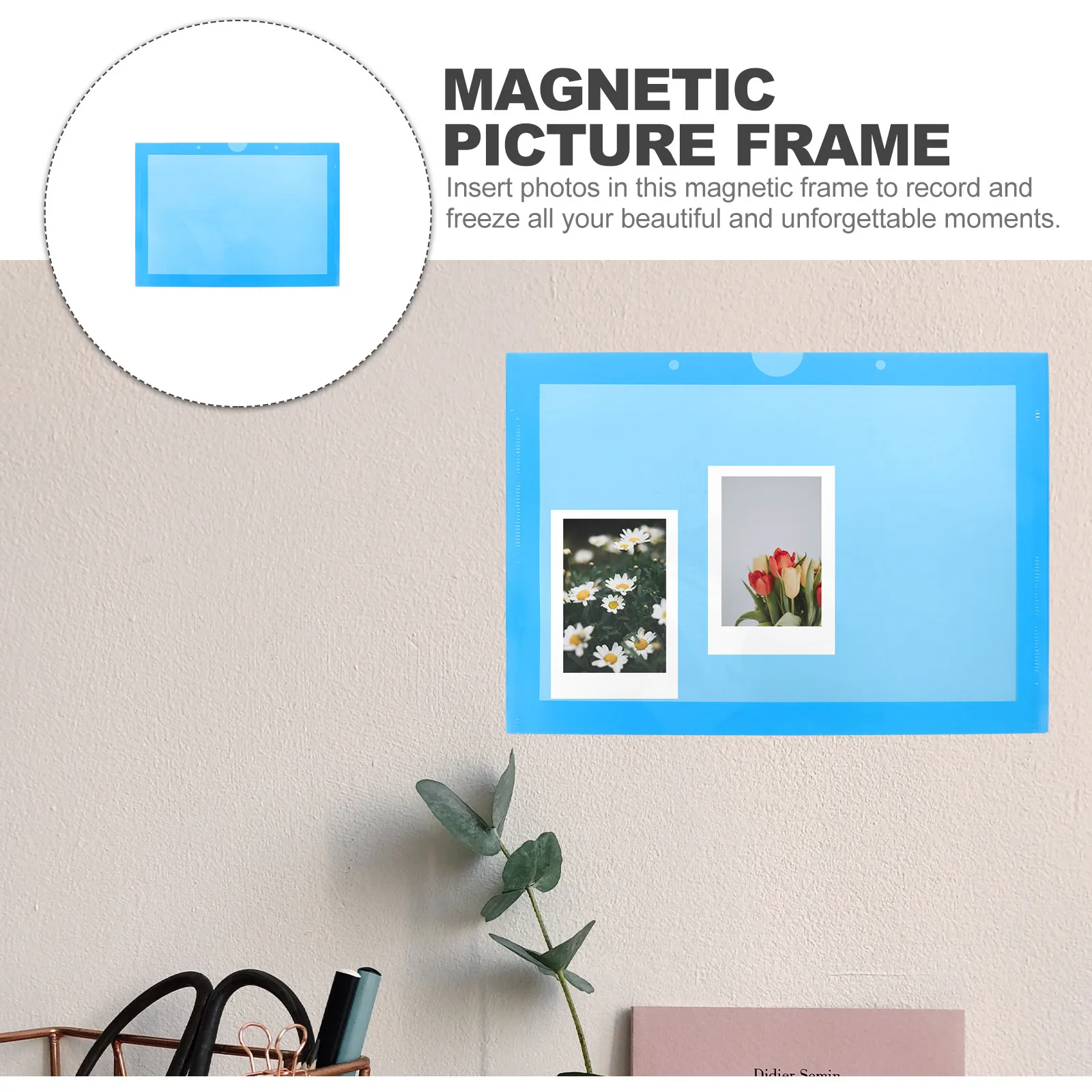 자석 사진 프레임 냉장고 장식 창의적인 디자인 안전하고 손상 없는 사진 홀더 (냉장고, 캐비닛, 벽, 집, 선물용)