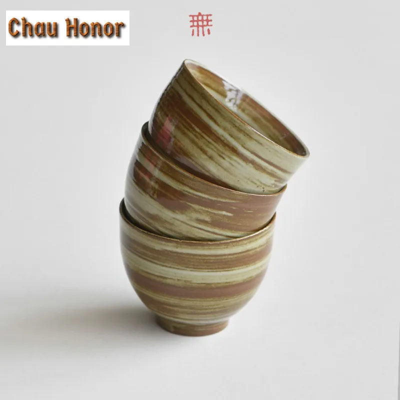 80ml Japanese Style Rustic Brush Pottery Teacup Boutique Tea Bowl Tea Cup Tea-tasting Smelling Cup Chazhan Master Cups Teaware