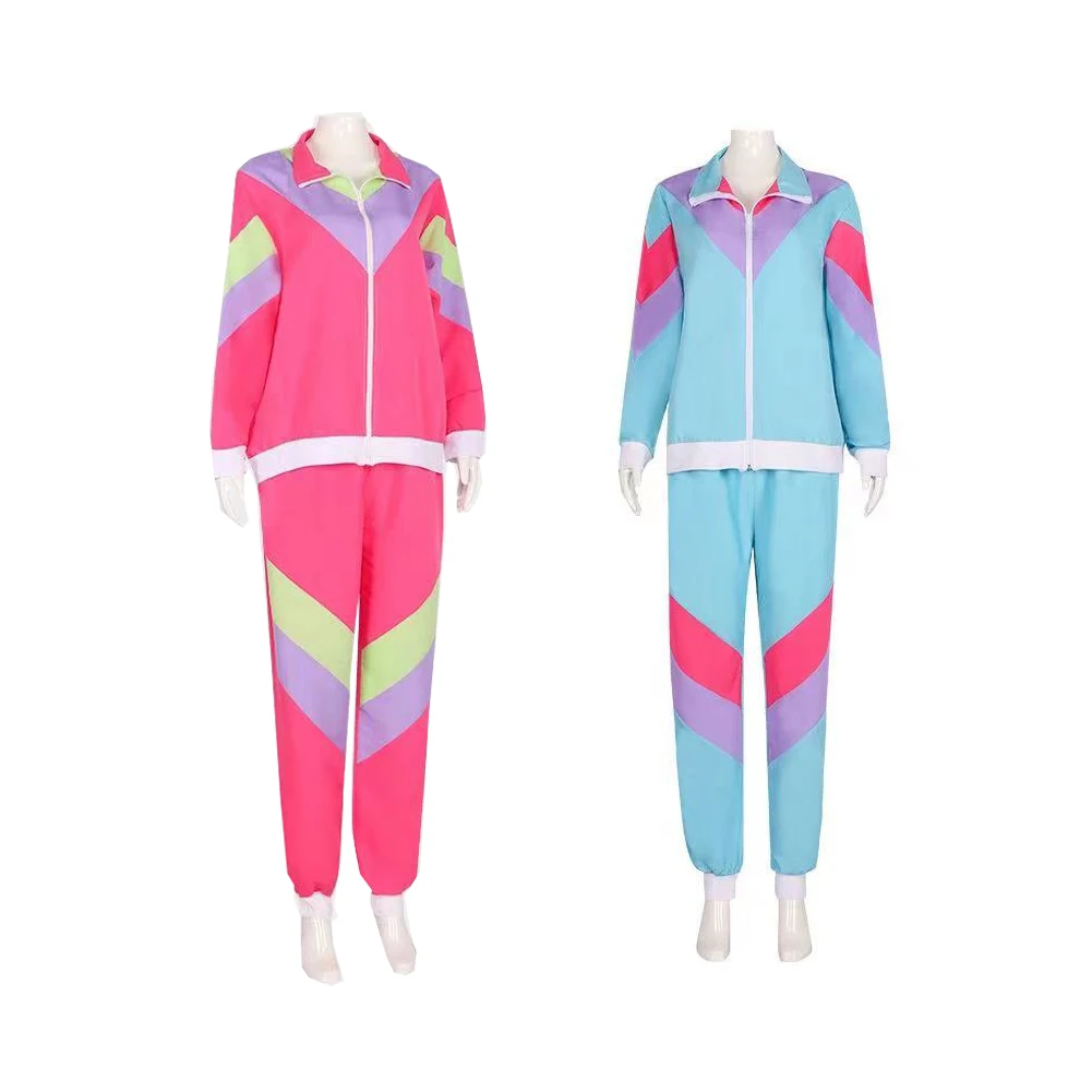 

80s Hip-Hop Vintage Disco Retro Cosplay Costume Casual Sportswear For Adult Disguise Clothing