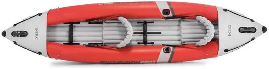 Excursion Pro 2 Person Vinyl Kayak with Oars and Air Pump for Touring Kayaks Water Sports and Outdoor Use Red