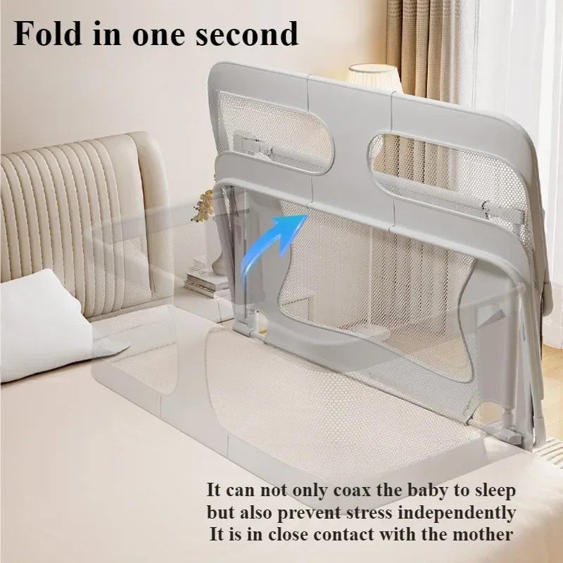 Baby Bedside Bassinet Foldable Bed Side Baby Bassinet Portable Crib Breathable and Visible Mesh Window Soft Washable Liner Cover 2