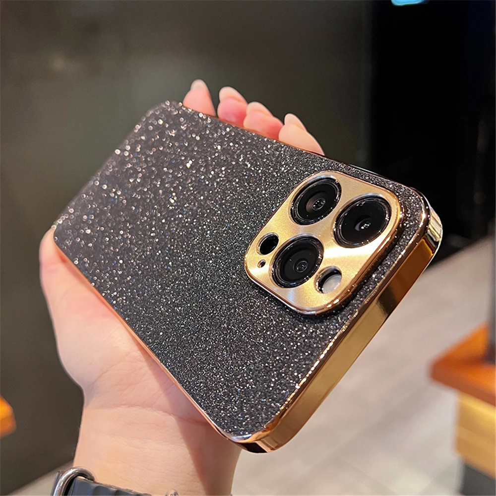 thumbnail image 1 of Luxury Plating Bling Glitter Rhinestones Gem Diamond Phone Case For iPhone 15 13 12 11 14 Pro Max Camera Protection Soft Cover, 1 of 5