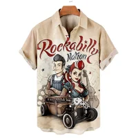 Shirts For Men 3d Vintage Fashion Violin Rocker Printed Rockabilly Hawaiian Shirt Short Sleeve Tops Outdoor Street Clothing 1