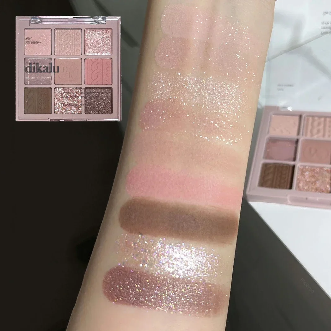 Knitted Pattern Eyeshadow Palette Glitter Matte Pink Pearlescent Shimmer Shinny Pigment Diamond Eyeshadow Korean Cosmetic Makeup eye shadow,eye shadow plate