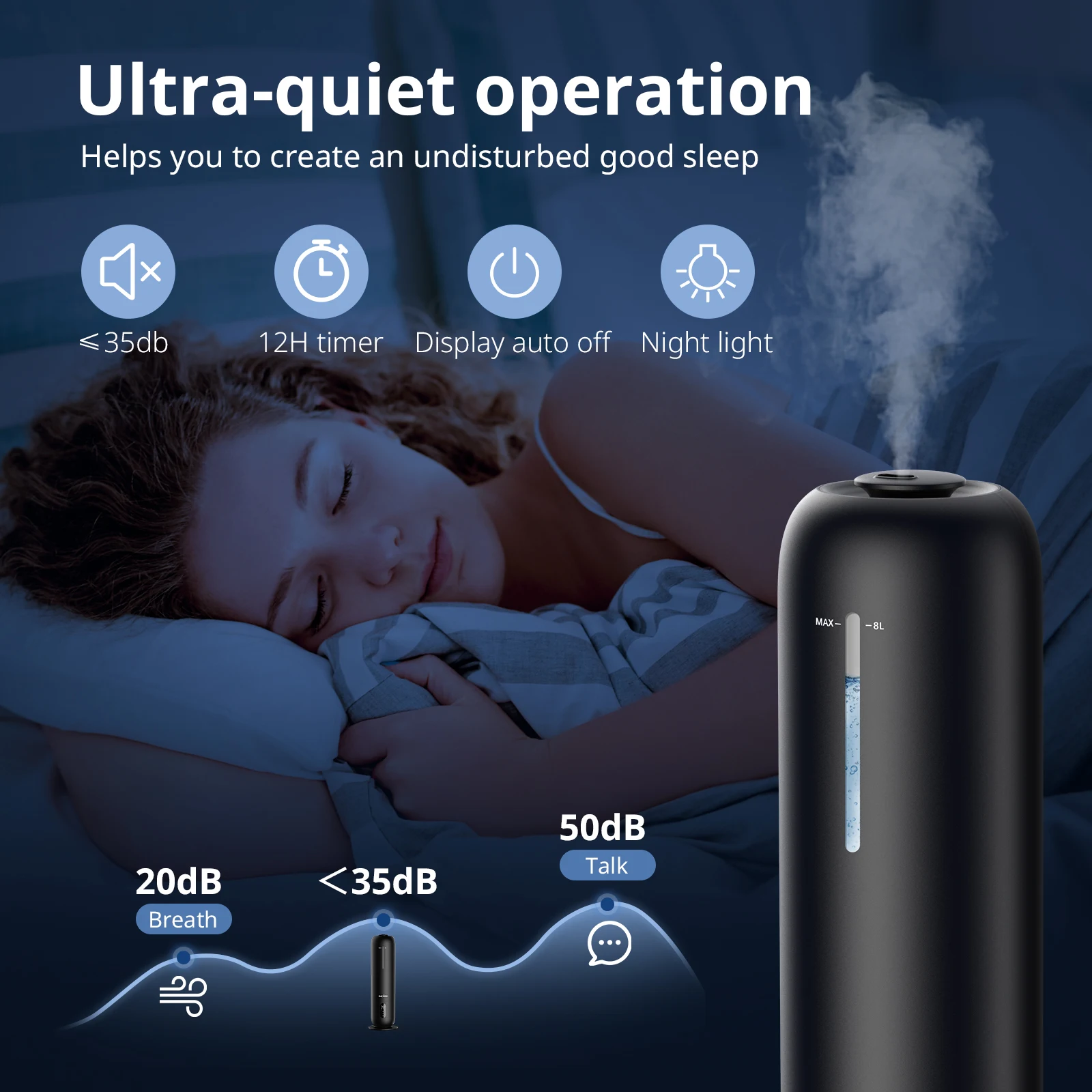 Sejoy-humidificador ultrasónico para habitación grande, difusor de aceite esencial, niebla fría, temporizador, humidificador de aire, adecuado para la Oficina y la familia, 8l 8 Venta de cadena de bolas online Sejoy-humidificador ultrasónico para habitación grande, difusor de aceite esencial, niebla fría, temporizador, humidificador de aire, adecuado para la Oficina y la familia, 8l - Imagen 6