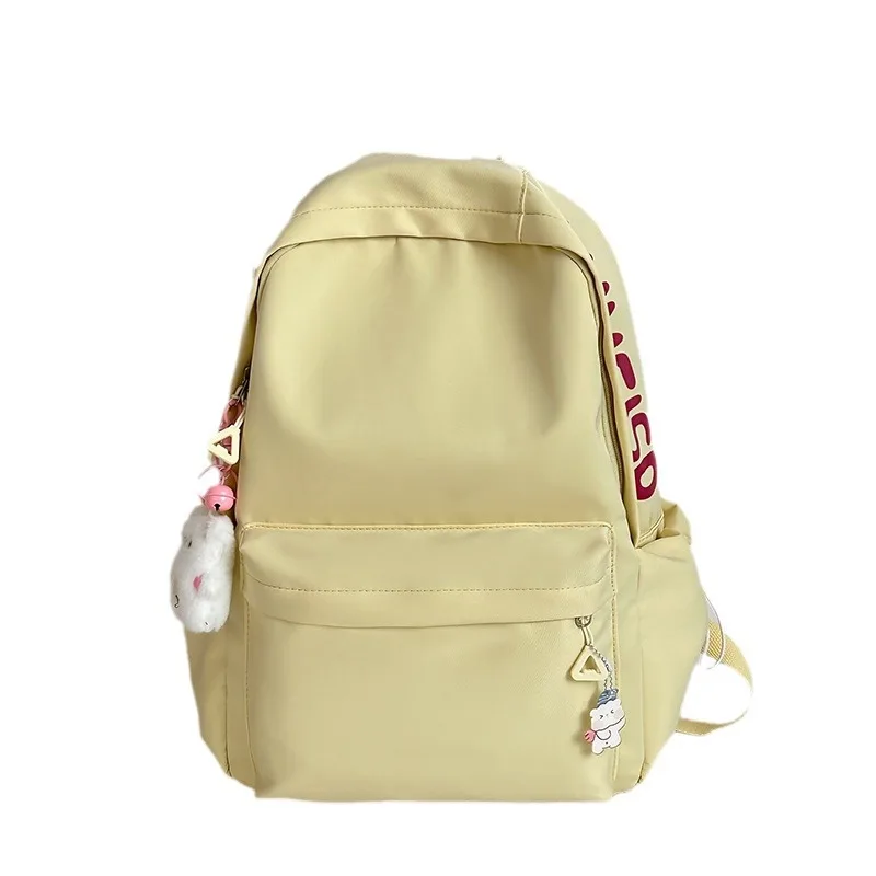 Simple Solid Color Backpack Large Capacity Lightweight Rucksack Versatile for School Commute Travel Daily Use 5