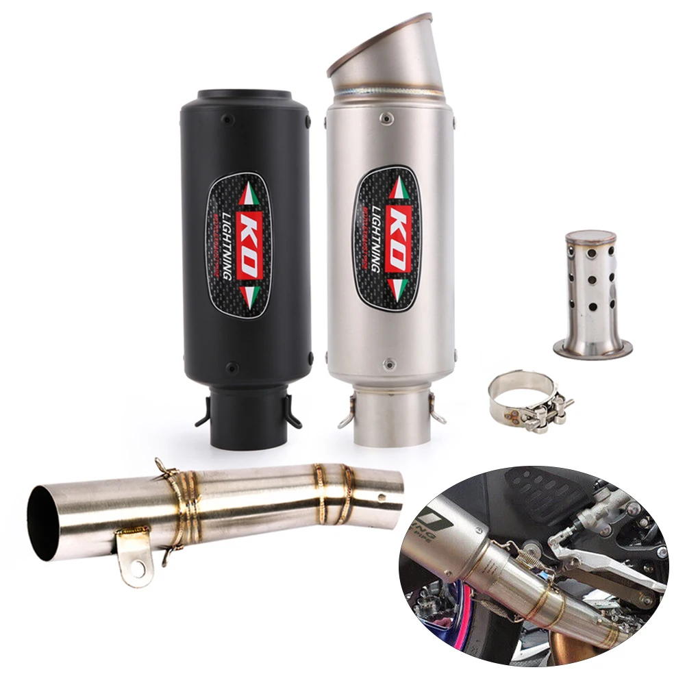 

FOR Yamaha YZF R6 2006-2023 Motorcycle Exhaust Pipe Escape Muffler Mid Link Pipe 60.5MM Slip On With DB Killer Stainless Steel