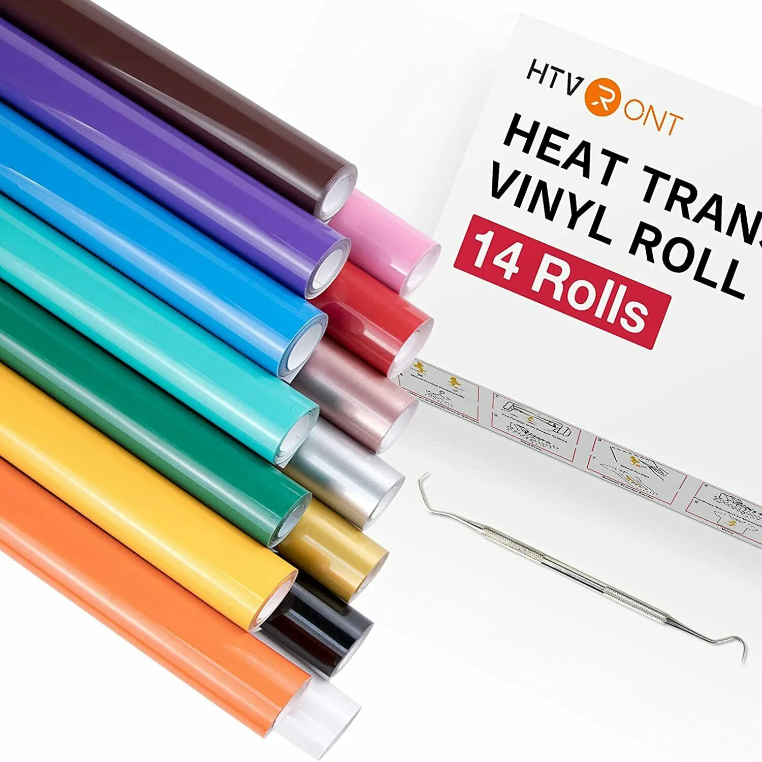 HTVRONT 14 Pack 12X3ft/30X90cm PU Heat Transfer Vinyl Roll for Cricut  T-shirt Printing DIY Iron on HTV Film Easy to Cut Weed