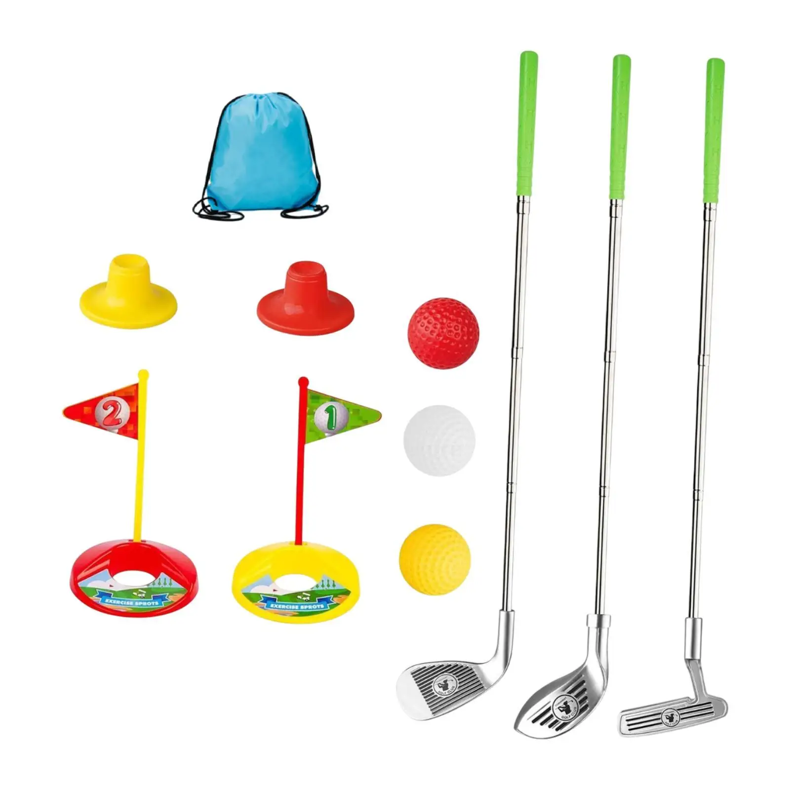 https://ae01.alicdn.com/kf/S6cc2f78a58a84eb99acd77b7f10d5828z.jpg Kids Golf Club Set Mini Golf Game with Multifunctional Club with storage bag