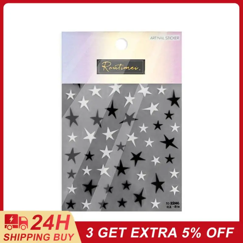 

Черно-белые уникальные дизайнерские аксессуары для ногтей, минималистичные блестящие звезды, наклейки для ногтей, должен быть самый продаваемый фактический