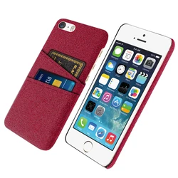 Luxury Fabric Dual Card iPhone Case - iPhone SE 2016 (Red)