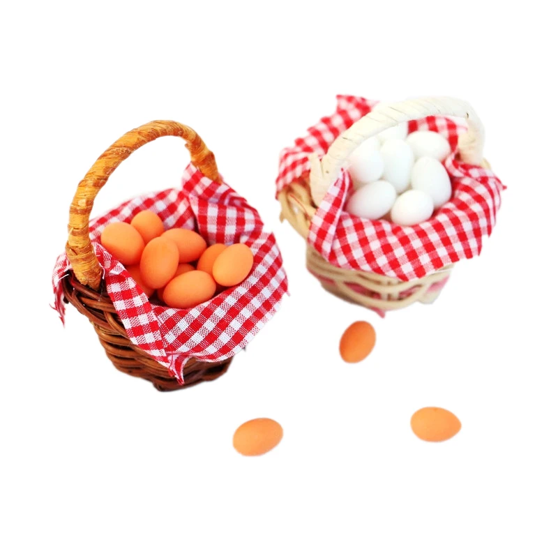 

New Dollhouse Miniature Egg Basket Duck Egg Frame Dollhouse Kitchen Food Mini Egg Duck Egg Furniture Decoration DIY Kids Toys