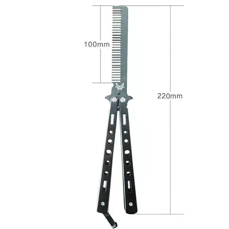 Foldable Comb Stainless Steel Practice Training Butterfly Knife Comb Beard Moustache Brushe Salon Hairdressing Styling Tool 6