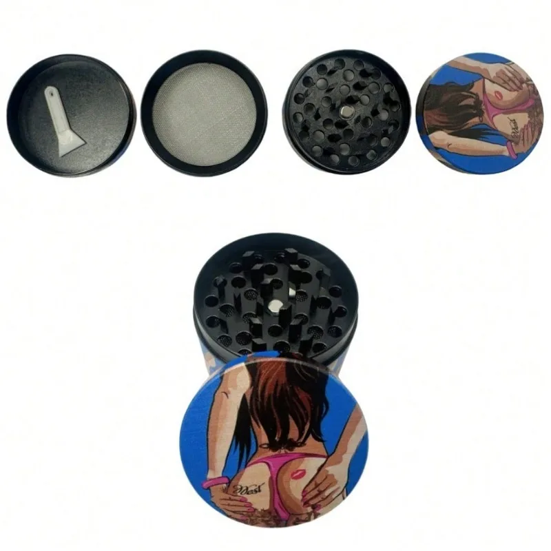 2/2.5in Sexy Girl Herb Grinder 4-layer Manual Tobacco Grinder Zinc Alloy Mortar Cigarette Cigar Grass Mills Smoking Accessories
