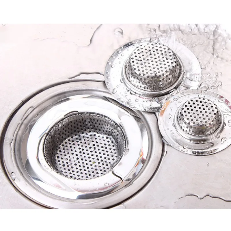 Norbi Stainless Steel Mesh Sink Hair Filter Bathroom Drain Hole Metal Channel Artificial Filter Bathtub Wash Basin Filter Debris