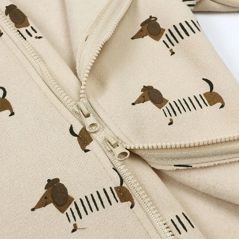 Cartoon Print Baby Girl Romper Long Sleeve Hooded Zipper Newborn Clothes Boys Rompers Spring & Autumn Baby Clothing 3-24 Months 4