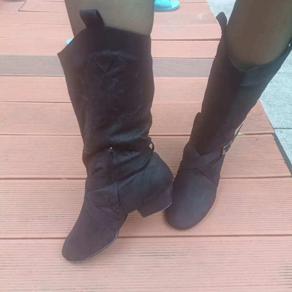 Evkoodance Latin Dance Boots Women Flat Heel Soft Latin Salsa