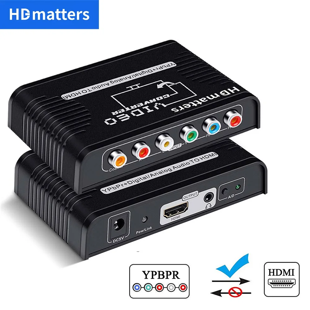 5 RCA Ypbpr component to HDMI-compatible converter component video to hdmi-compable video audio converter adapter for ps2