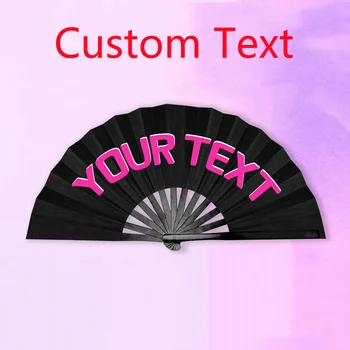 Custom Text UV Glow Folding Fan Personalized Handheld Folding Fans with Bamboo Frames for Dancing Cosplay Wedding Party