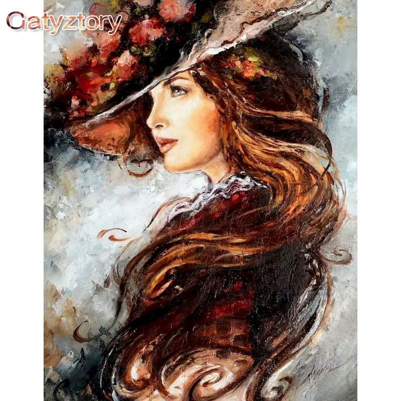 

GATYZTORY 60x75cm DIY Oil Painting By Numbers Hatter Women Picture By Numbers On Canvas Frameless Figure Home Decor Unique Gift