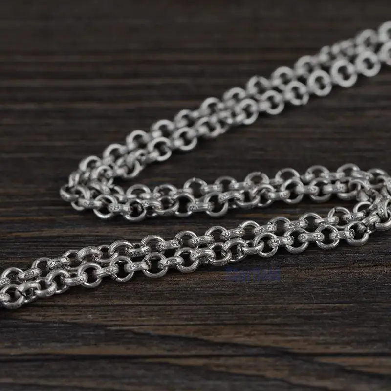 

S925 Silver Thai Retro To Do The Old Men And Women Silver Ring Chain Wholesale Jewelry Pearl Necklace Chain