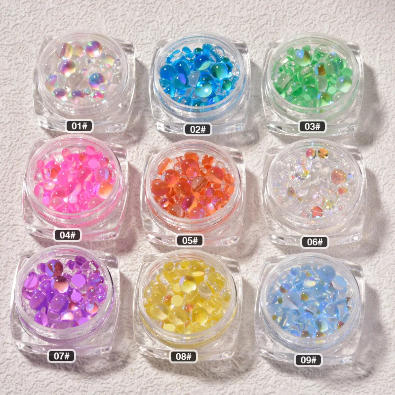 

The New 3D Nail Art Decorations Rhinestones Mermaid beads Strass Shiny light-sensitive crystal glass beads Manicure Decoration