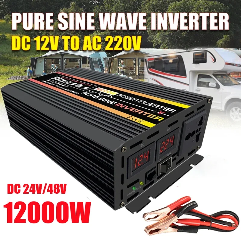 10000W 12000W Pure Sine Wave Inverter DC12V 24V 48V To AC 220V Power ...