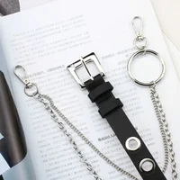 Ceinture en cuir PU pour femmes, boucle ardillon, Punk Wind Jeans, nouveau style de mode, noir, taille libre, ceintures à œillets pour pantalons 6