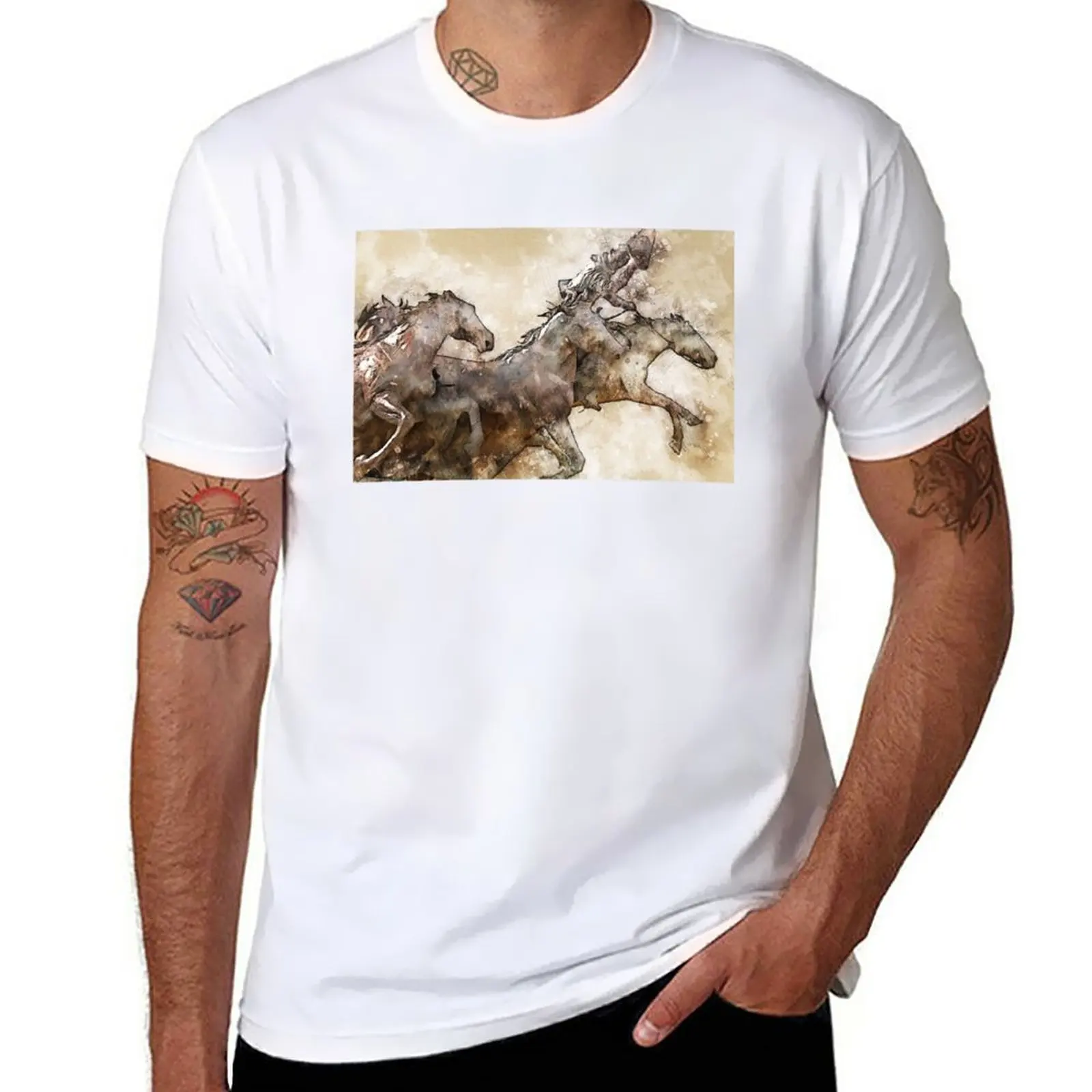 

New Working with Wild Horses T-Shirt Short sleeve tee summer tops summer clothes t shirts for men cotton
