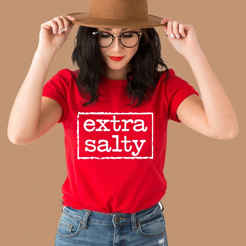 

Extra Salty Religious T Shirts for Women Cotton O Neck Streetwear Church Christian T-shirt Female Summer Fashion Short Sleeved