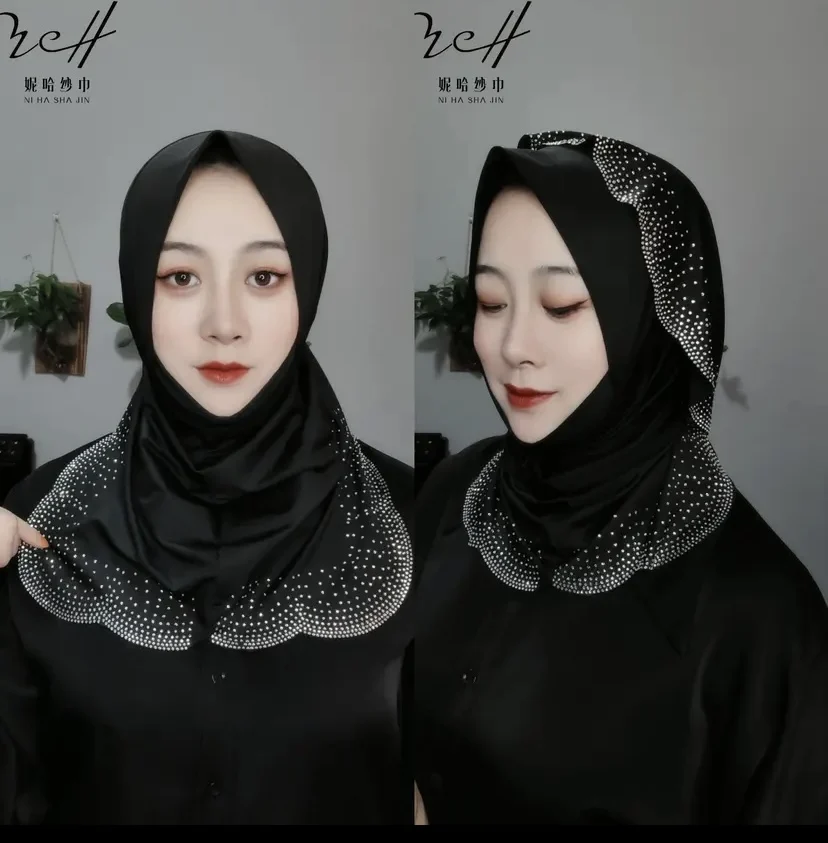 High Quality Muslim Lady Malaysia Diamonds Easy Instant Hijabs