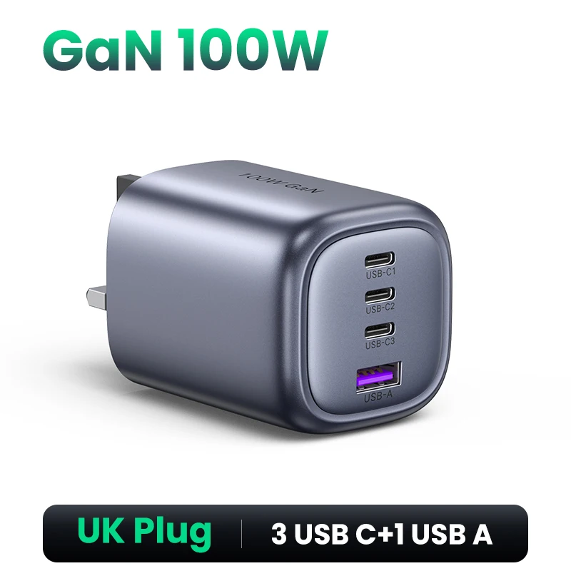 Cargador USB C PD 100W GaN Cargador dual USB tipo C para MacBook