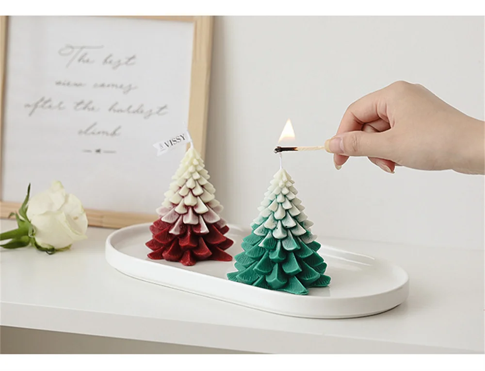 Description Picture 6 of itemNew Christmas Tree Candle Mold DIY Xmas Decoration Handmade Epoxy Resin Silicone Candle Mould Aromatherapy Soap Candle Wax Molds