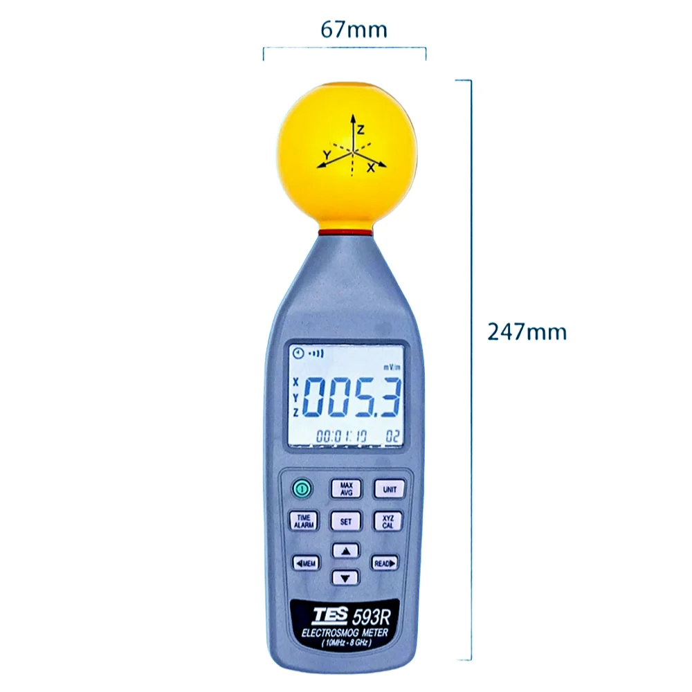 TES593R 10MHz-8GHz Electromagnetic Wave Pollution Intensity Meter Electromagnetic Radiometer Communication Base Station Detector 4