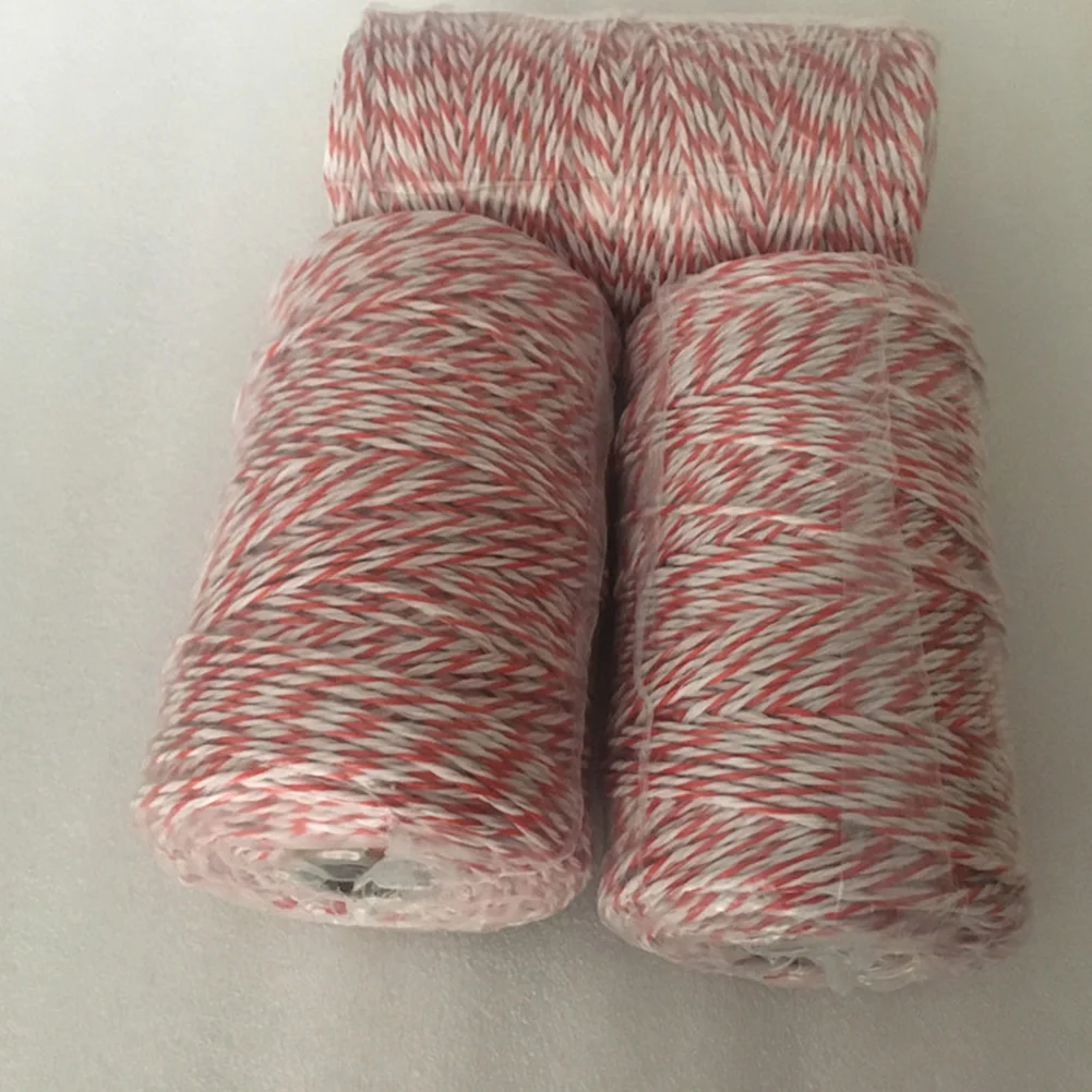 Electric Fence Rope Red White Polywire with Steel Poly Rope for Horse Animal Fencing Ultra Low Resistance Wire 200m/500m Roll electric fence rope