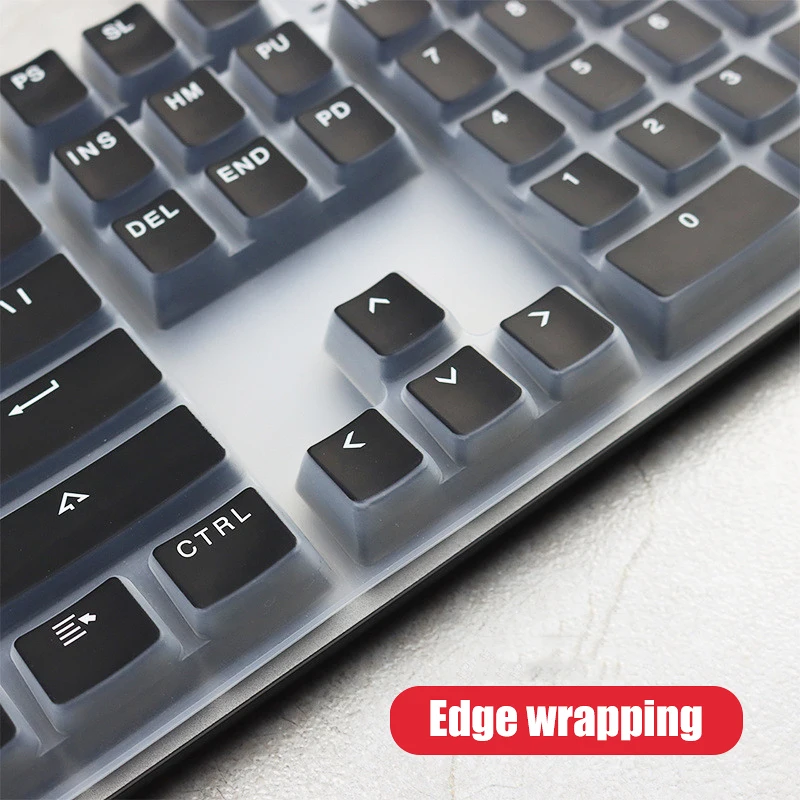 Enhanced Transparent Waterproof Silicone Keyboard Cover - Clear/Black/Pink